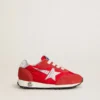 Young Marathon in red nylon with printed star and leather heel tab