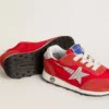 Young Marathon in red nylon with printed star and leather heel tab