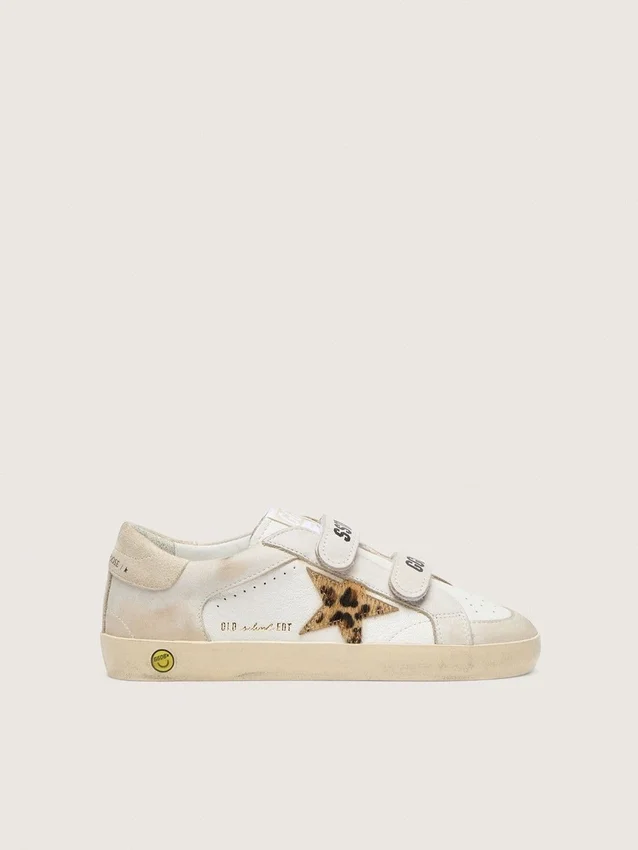 Young Old School in nappa with leopard-print pony skin star and leather inserts