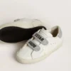 Young Old School in white leather with silver Swarovski crystal heel tab and straps