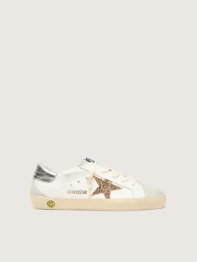 Young Super-Star with gold glitter star and silver metallic leather heel tab